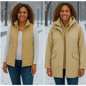 Lands End XS Womens 3-in-1 Systems Jacket Quilted Puffer Vest 2-piece